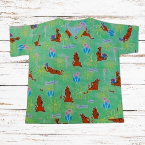 Scooby Doo green XL nurse nursing scrubs uniform top shirt short sleeves - Picture 1 of 5